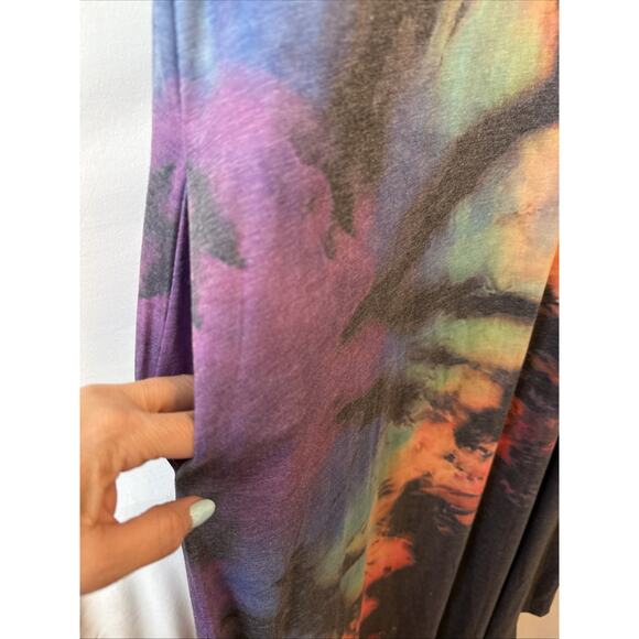 Boho Rainbow Tie Dye Maxi Asymmetric Dress Women's Plus 2XL Cozy Lounge Beach - Picture 3 of 7